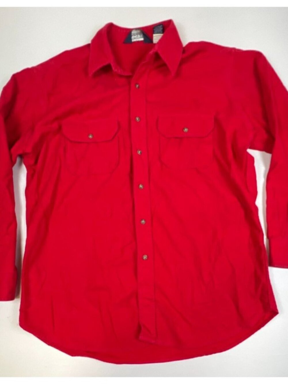 VTG Lands' End Men L 16-16.5 Red Chamois Long Sleeve Casual Button Down Shirt